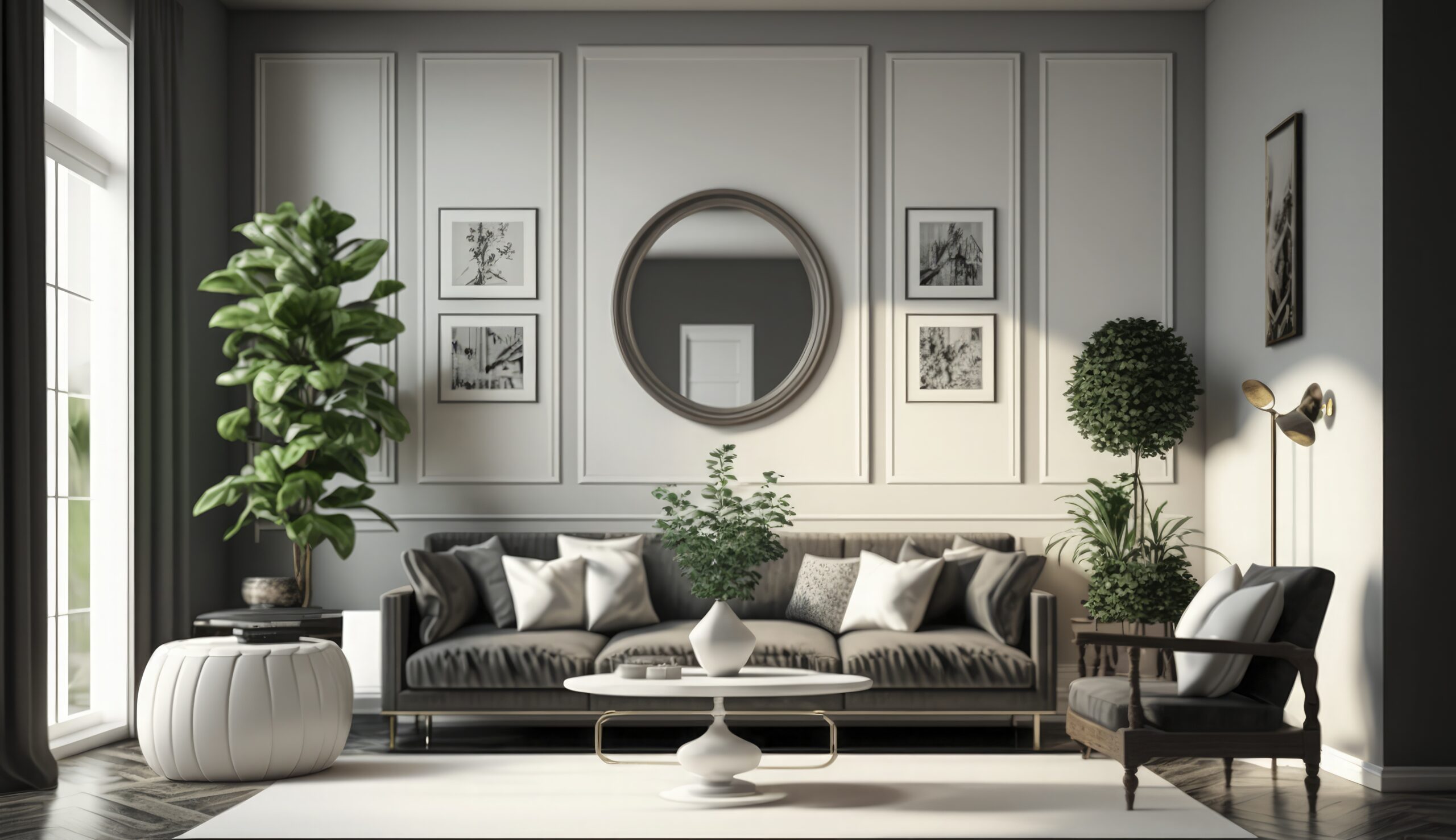 3d render of a contemporary living room interior, Living Room, M
